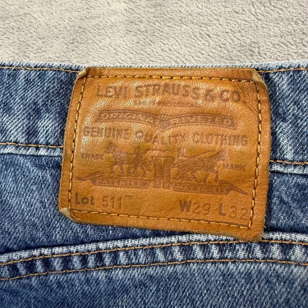 Levi's Premium 511 Slim Jeans Men's Size 29x32 Blue Distressed Denim Pants